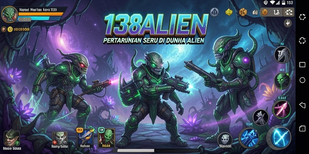 Tangkapan layar 138ALIEN menampilkan aksi pertempuran alien yang mendebarkan.