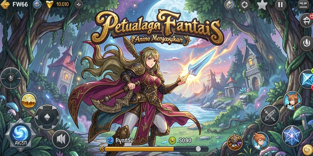 Tampilan gameplay seru dari FW66 dengan karakter anime menarik.