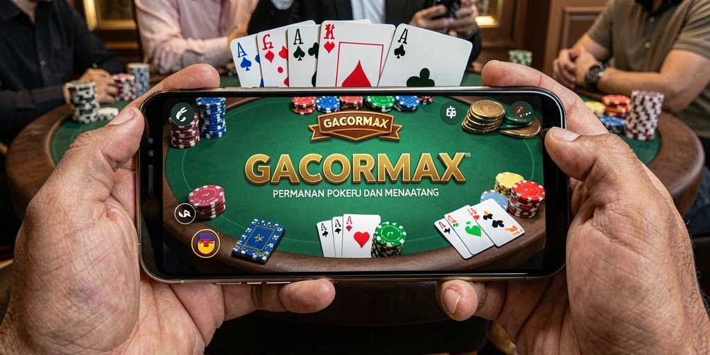 Tangkapan layar GACORMAX menampilkan suasana permainan poker yang mendebarkan.