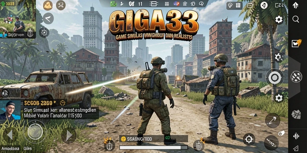 Tampilan gameplay GIGA33 yang penuh warna dan dinamis.