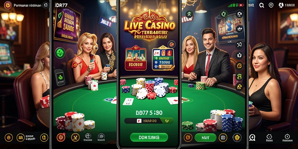 Screenshot gameplay IDR77 yang menampilkan dealer langsung dan permainan seru.