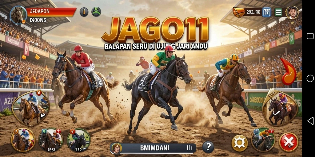 Tampilan gameplay JAGO11 yang mendebarkan dengan balapan seru dan grafik menawan.
