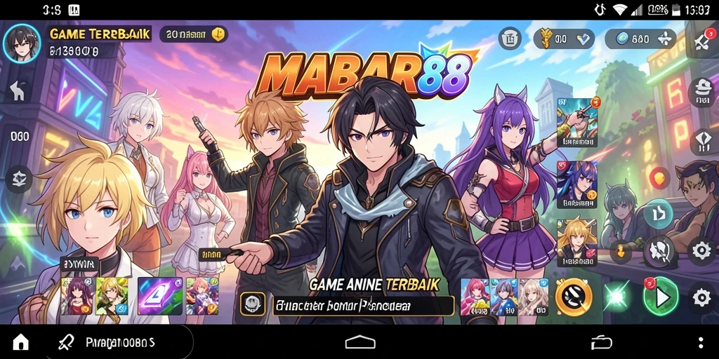 Tampilan gameplay MABAR88 yang penuh warna dan karakter ikonik.