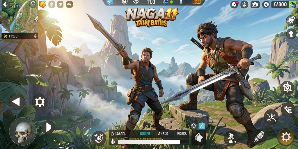 Gameplay NAGA11 yang mendebarkan dalam dunia terbuka yang luas.