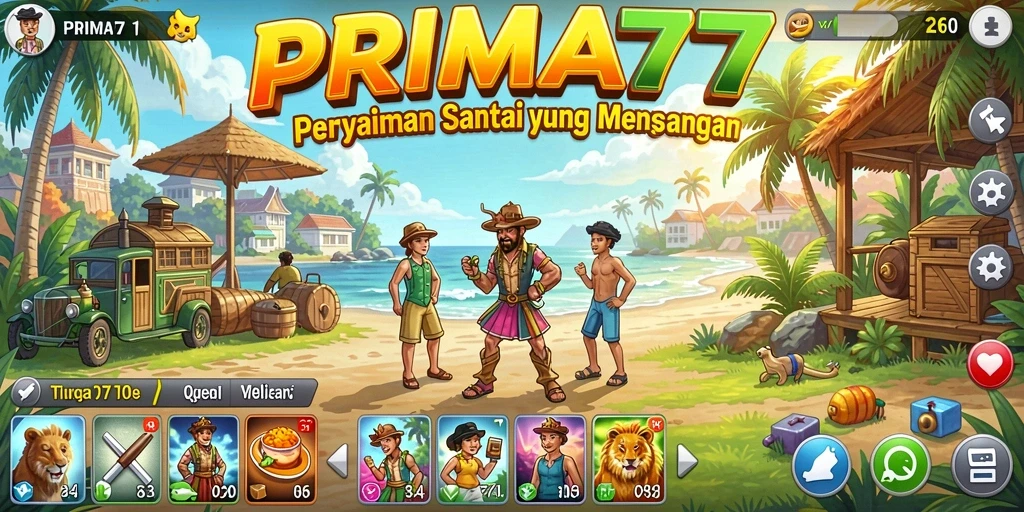 Screenshot menunjukkan momen seru dalam gameplay Casual PRIMA77.