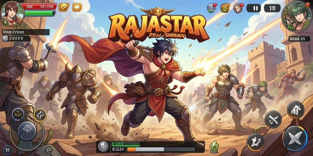 Screenshot gameplay RAJASTAR dengan karakter Anime yang mengesankan.