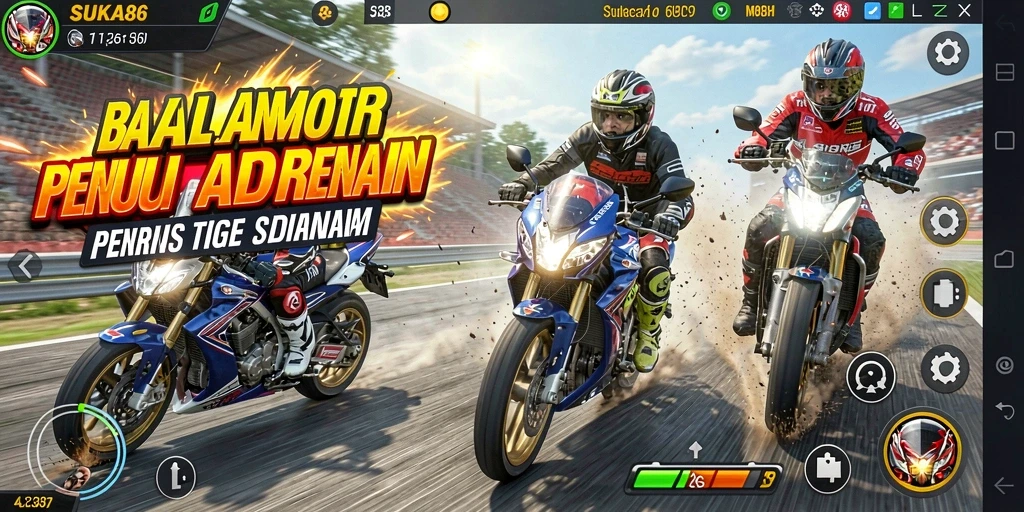 Gameplay balapan motor yang mendebarkan dan mengasyikkan.