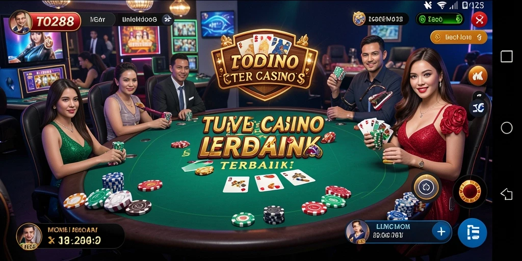 Screenshot TO288 menampilkan dealer langsung dalam suasana kasino yang realistis.