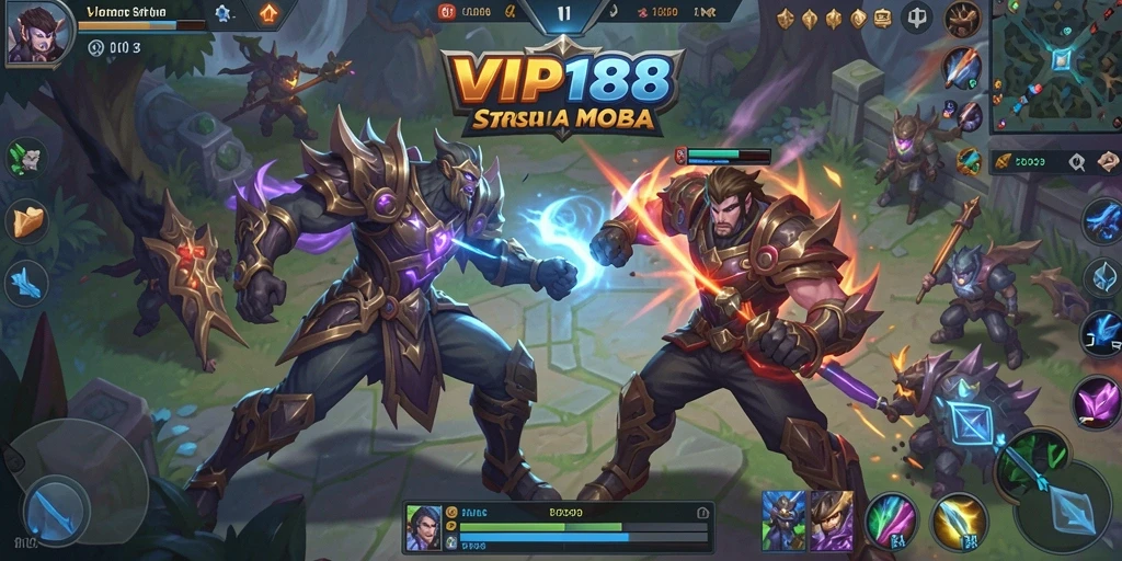 Tampilan gameplay MOBA yang menegangkan dari VIP188.