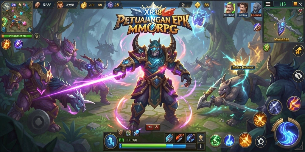 Screenshot XR88 menampilkan aksi seru dalam pertempuran MMORPG.