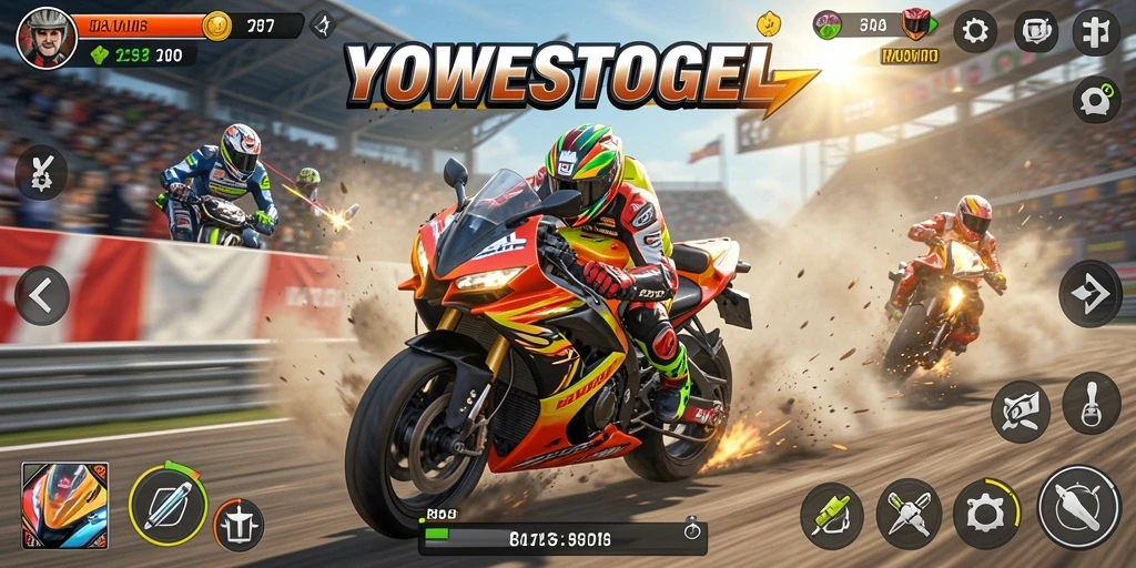 Tampilan menarik dari gameplay balapan motor di YOWESTOGEL.